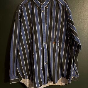 Tommy Hilfiger Navy and White Striped Shirt